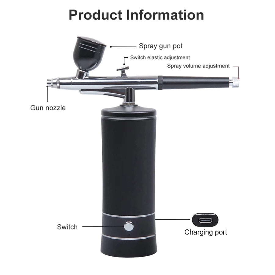 High Pressure Nano Hydration Oxygen Injection Instrument Handheld Facial Spray Gun Essence Introduction Home Atomizer Instrument