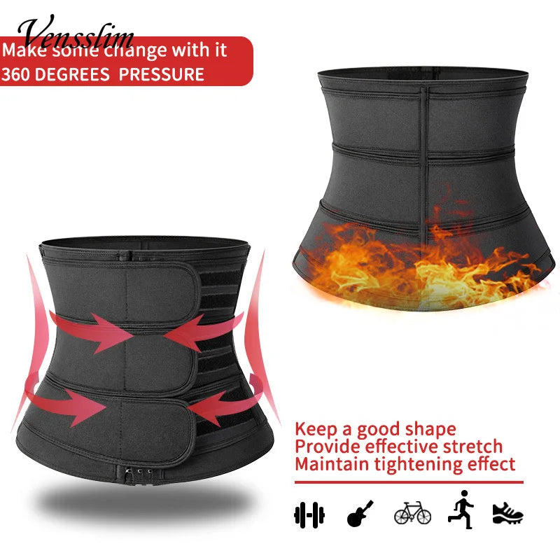 Vensslim Men Waist Trainer Corset Abdominal Slimming Belt Fitness Body Shaper for Weight Loss Strap Compression Waist Trimmer