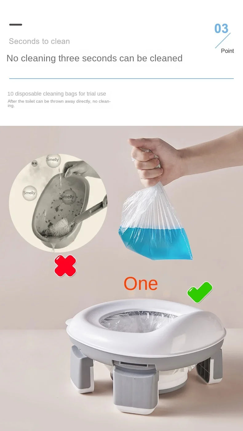 3 in 1 Travel Toilet Seat Foldable Children Potty with Bags Baby Pot Portable Silicone Baby Potty Training Toilet Seat for Kids