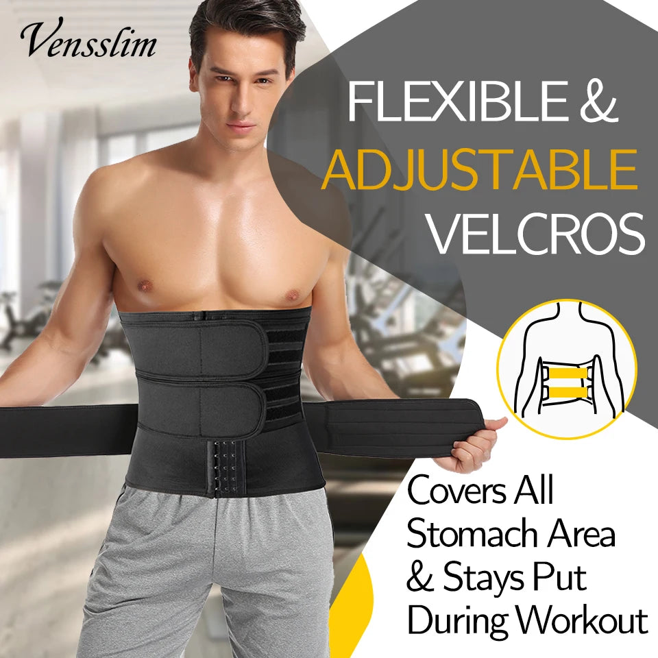 Vensslim Men Waist Trainer Corset Abdominal Slimming Belt Fitness Body Shaper for Weight Loss Strap Compression Waist Trimmer